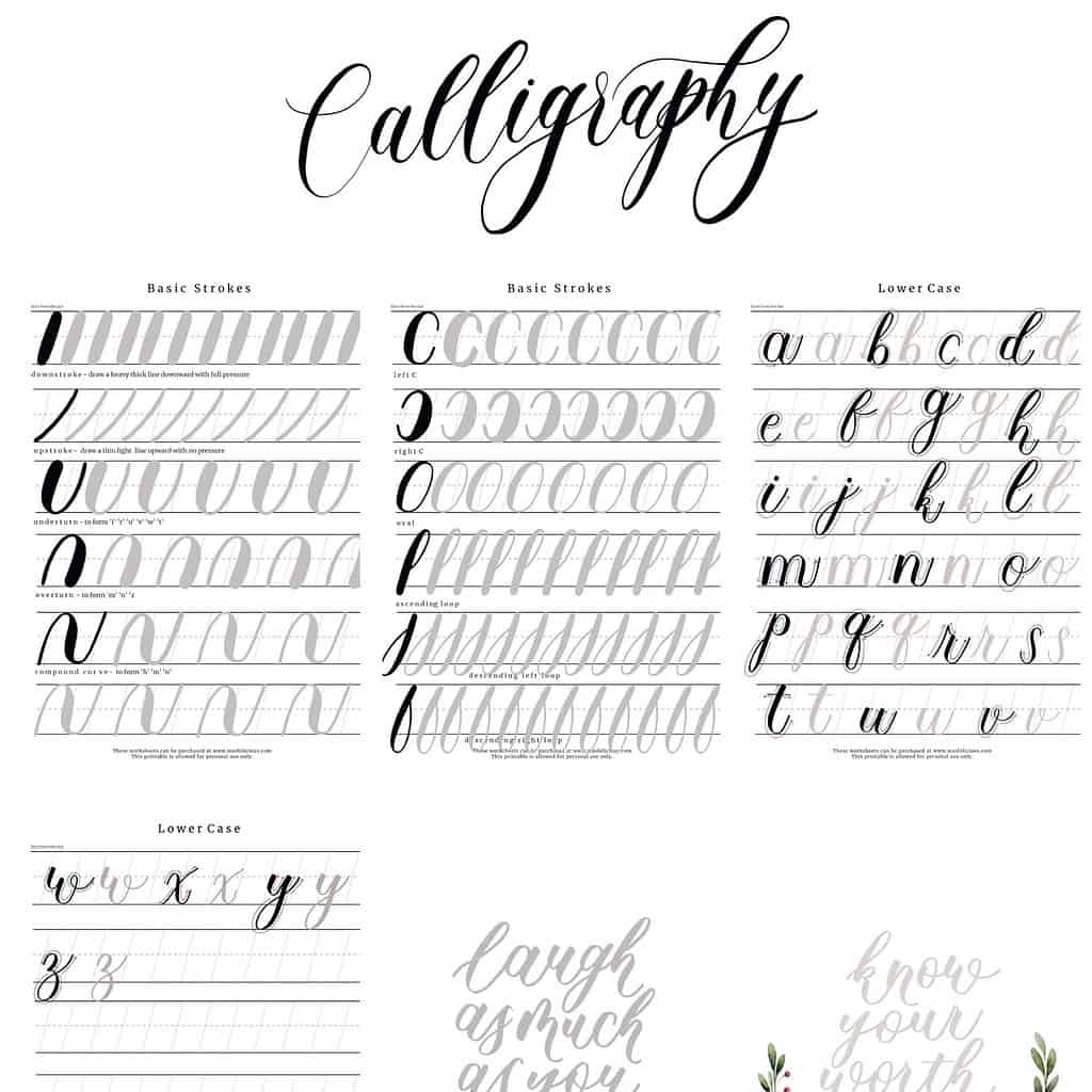 31 Free Printable Lettering And Calligraphy Worksheets Masha 