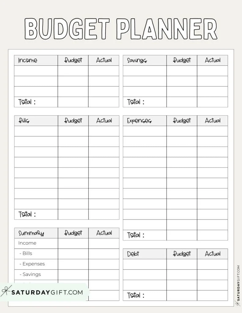 Monthly Budget Worksheet Printable Simple