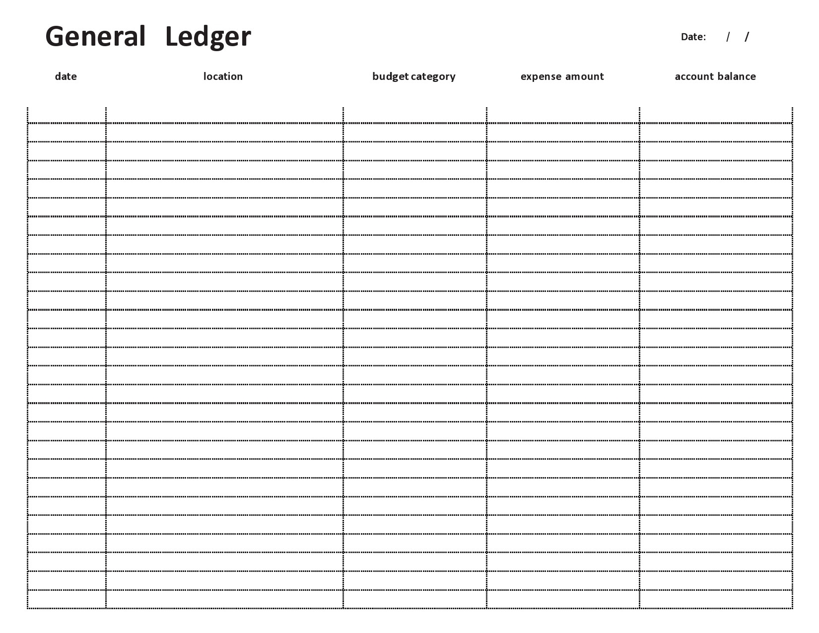 Printable Free Ledger Template