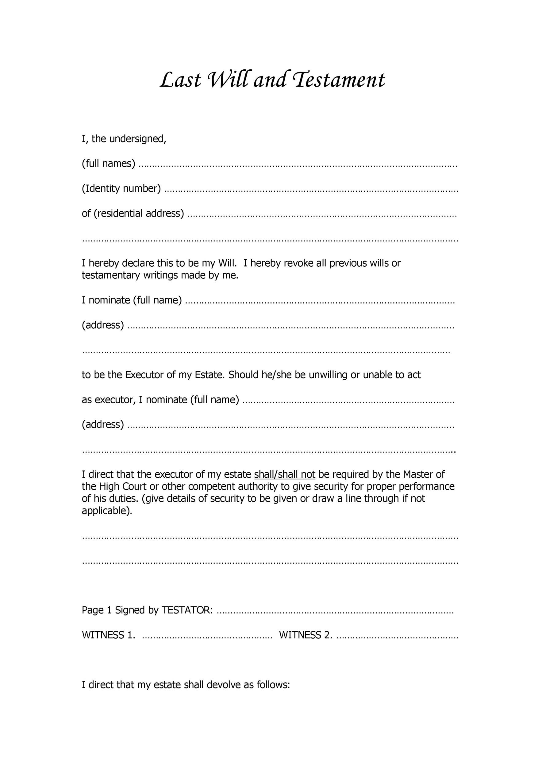 39 Last Will And Testament Forms amp Templates TemplateLab