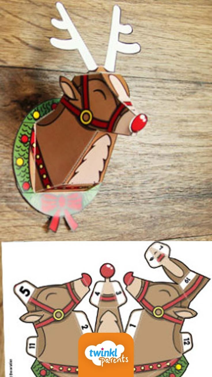 Printable 3d Reindeer Template