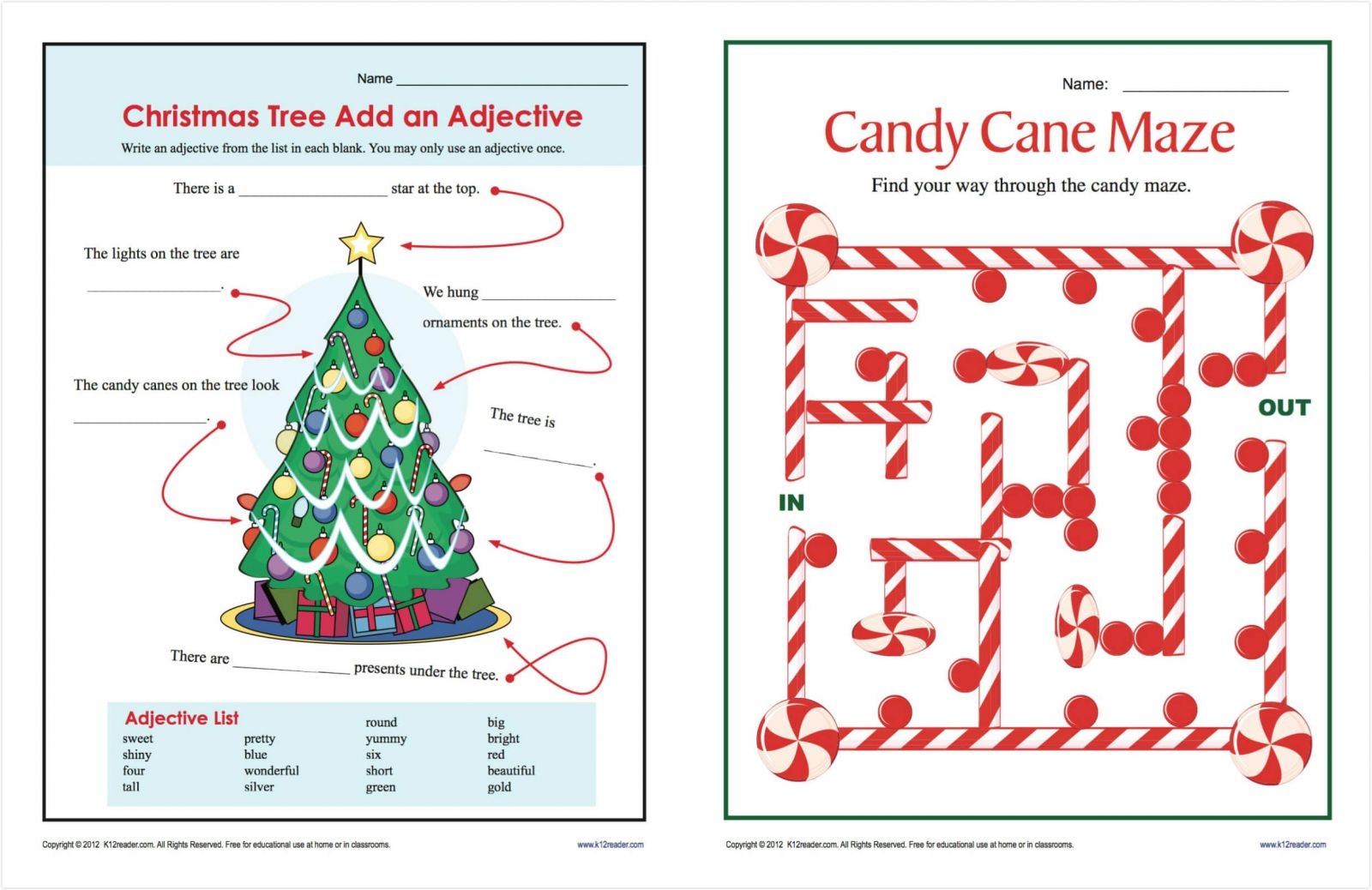 Xmas Worksheets Printable
