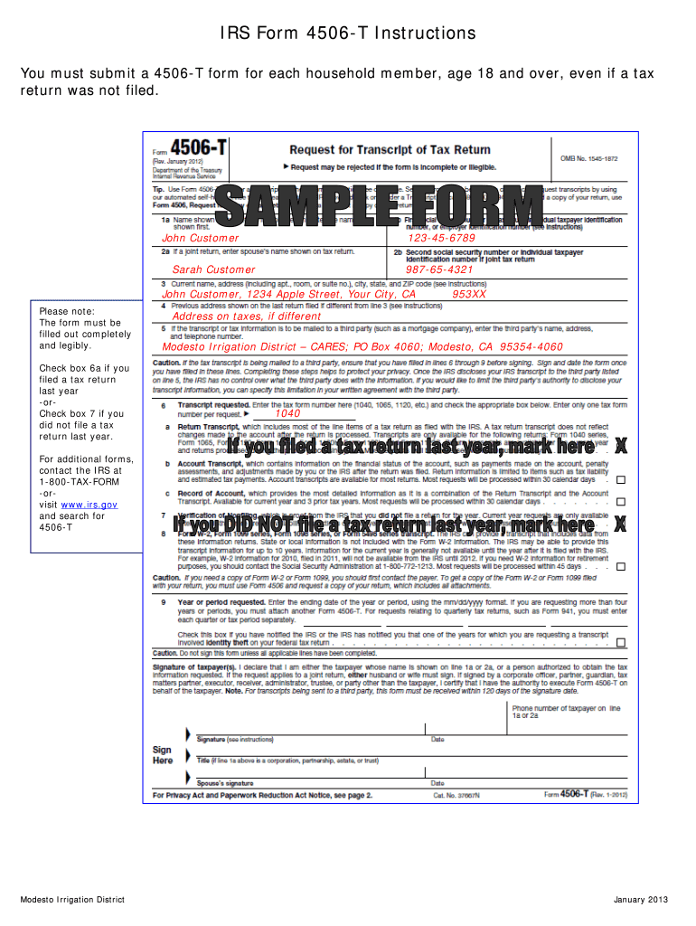 Irs Form 4506 T