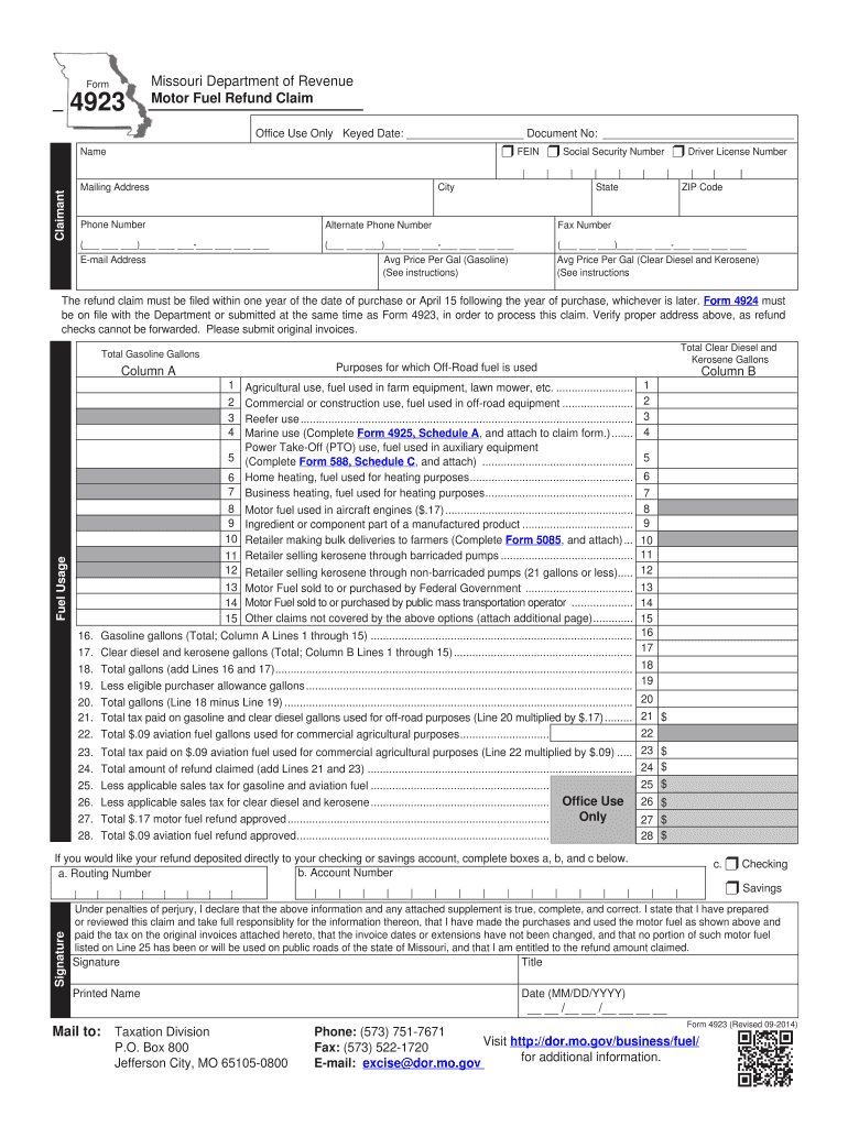 Mo Department Of Revenue Form 4923-H