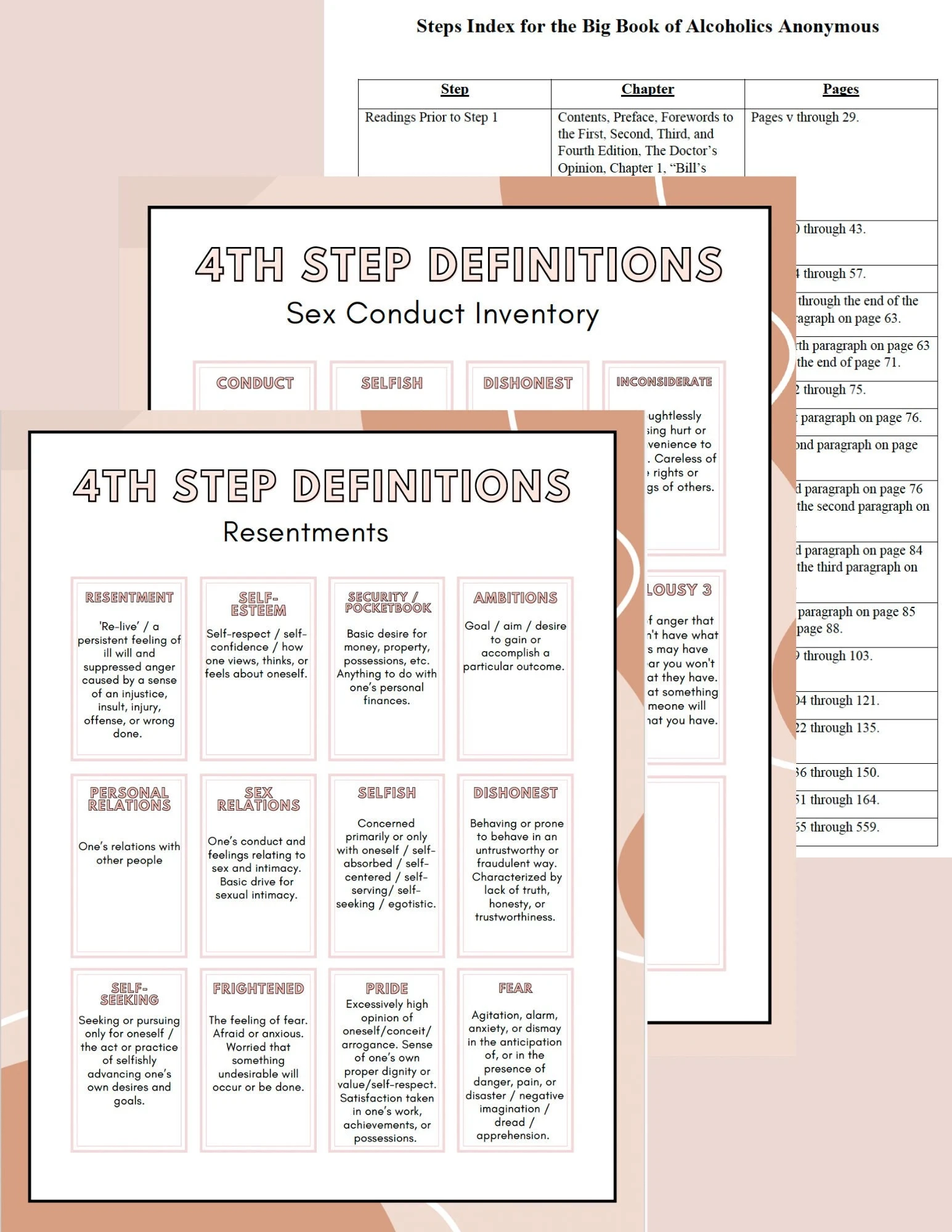 4th Step Inventory Etsy