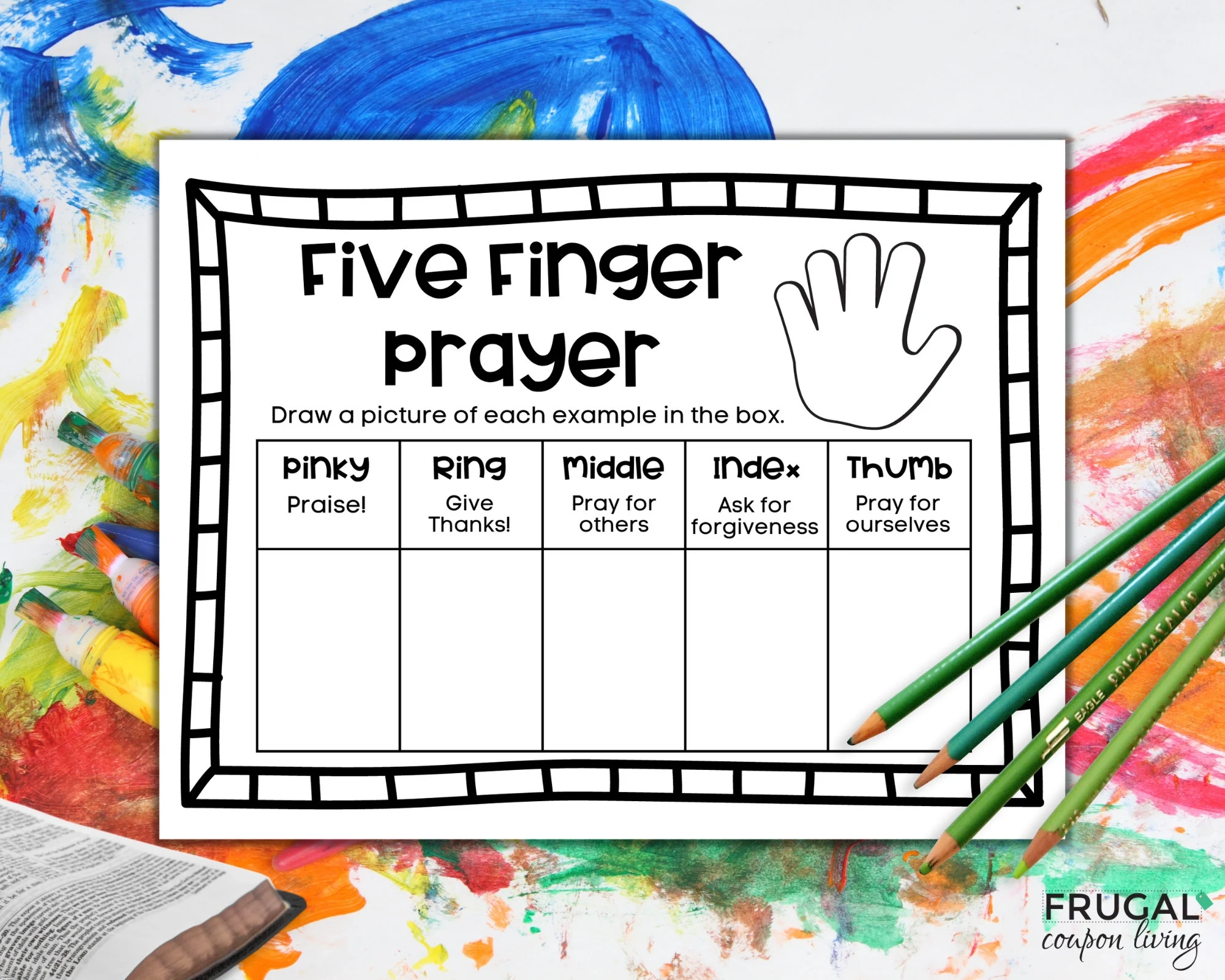 Printable Five Finger Prayer Template