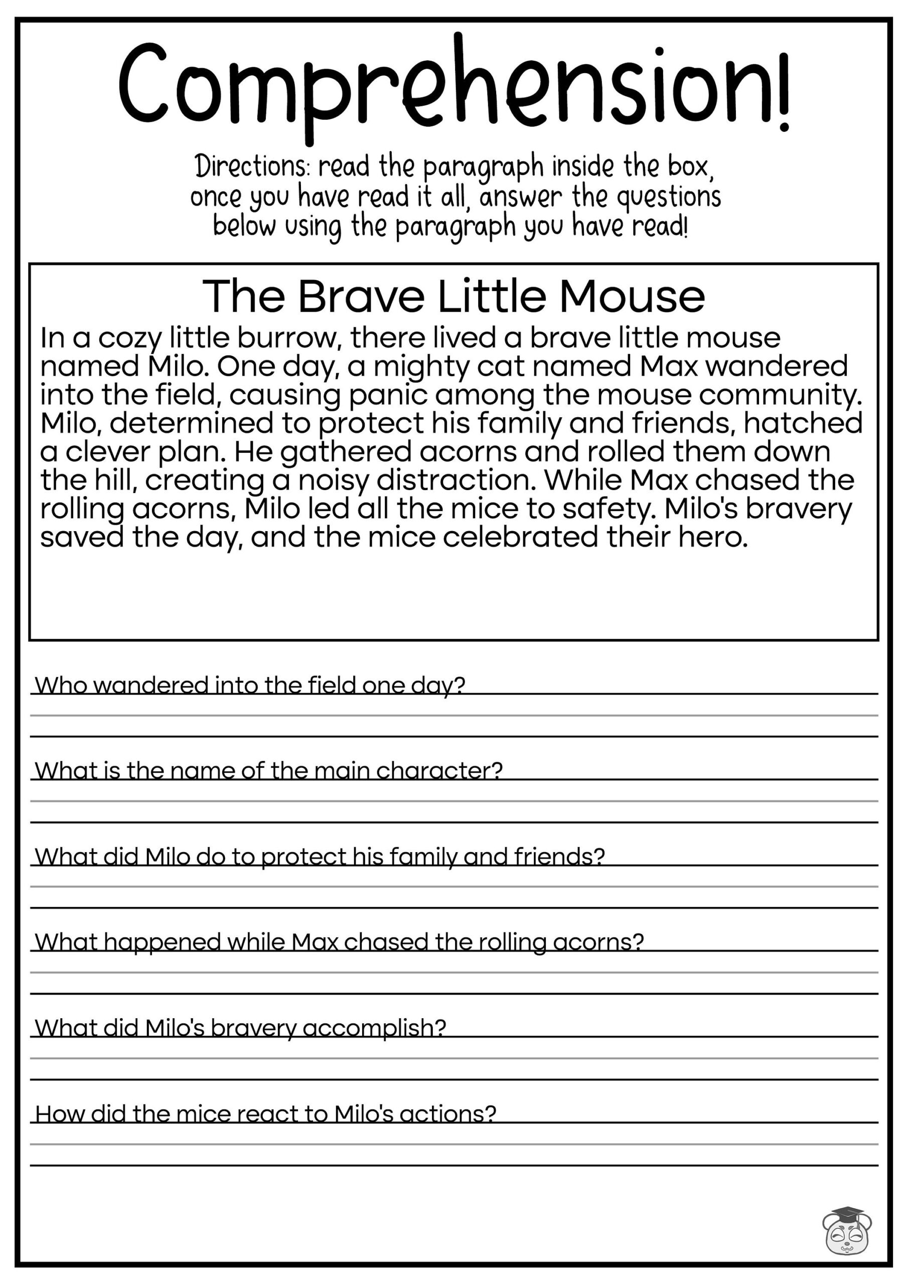 5 Printable Reading Comprehension English Worksheets Ages 4 7 KG1 
