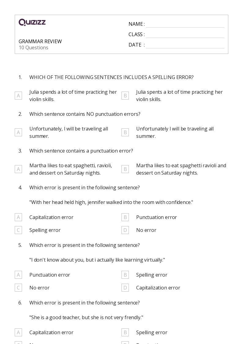 50 Grammar Worksheets For 10th Grade On Quizizz Free amp amp 