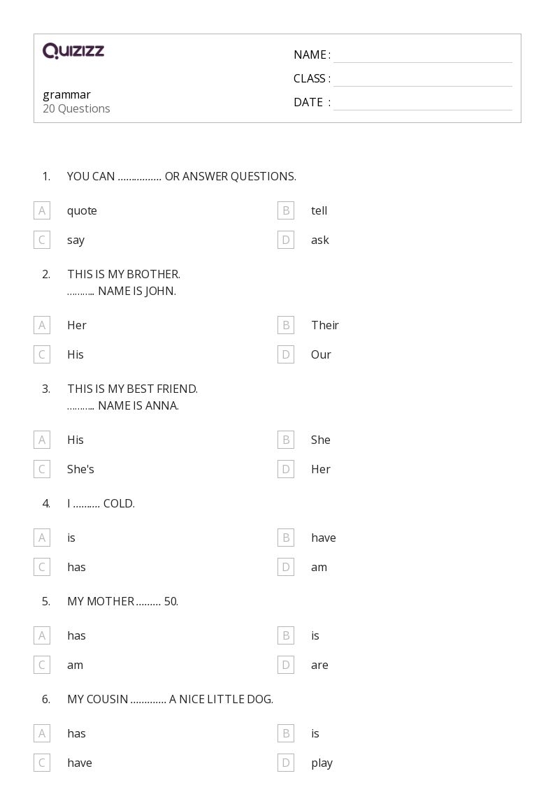 50 Grammar Worksheets For 7th Year On Quizizz Free amp Printable