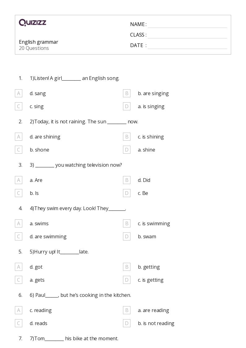 50 Grammar Worksheets For 7th Year On Quizizz Free amp Printable