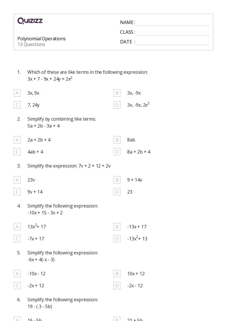 50 Math Worksheets For 9th Grade On Quizizz Free amp Printable