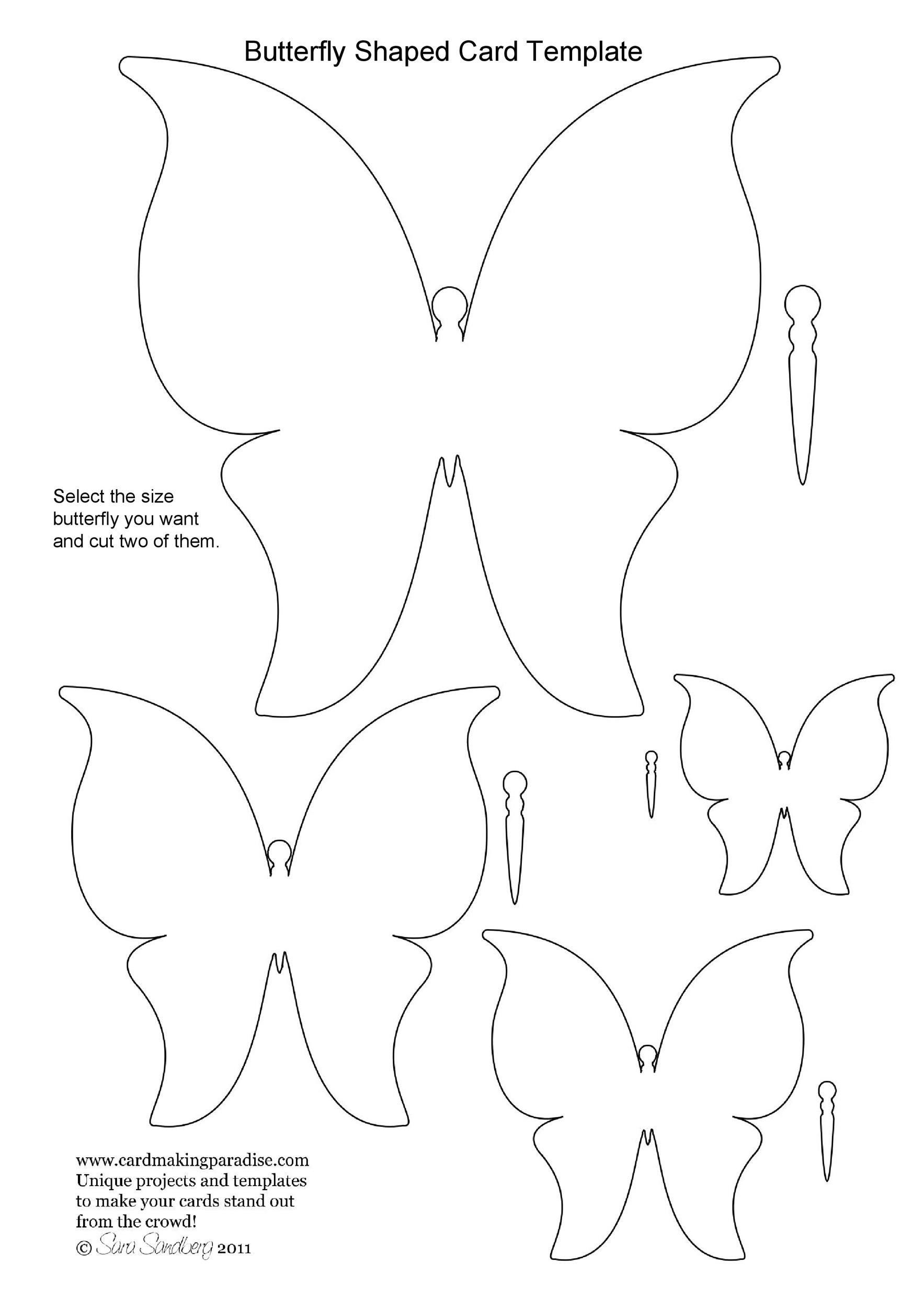 Outline Printable Different Size Butterfly Templates