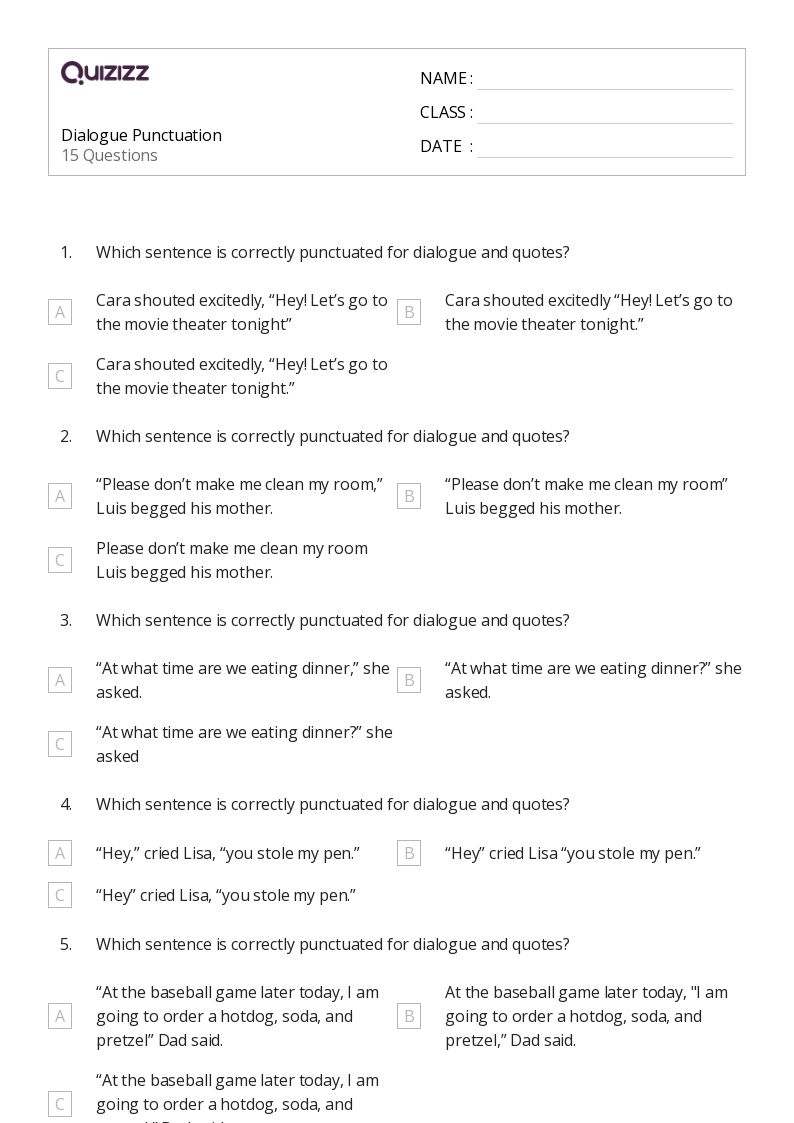 Free Printable Grammar Worksheets For Grade 7