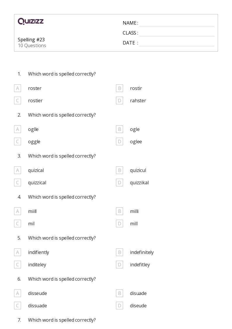 50 Spelling Worksheets For 8th Grade On Quizizz Free amp Printable