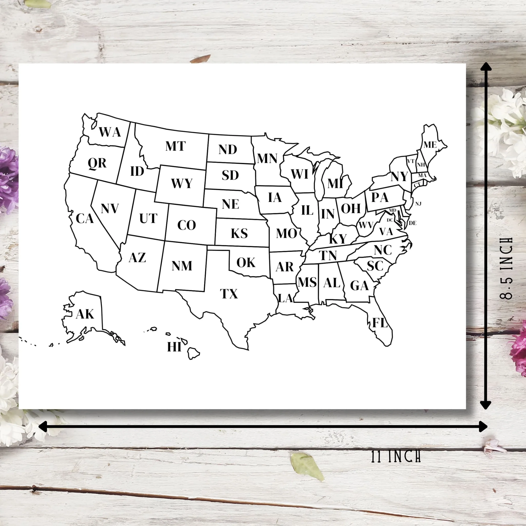 Printable 50 States By State