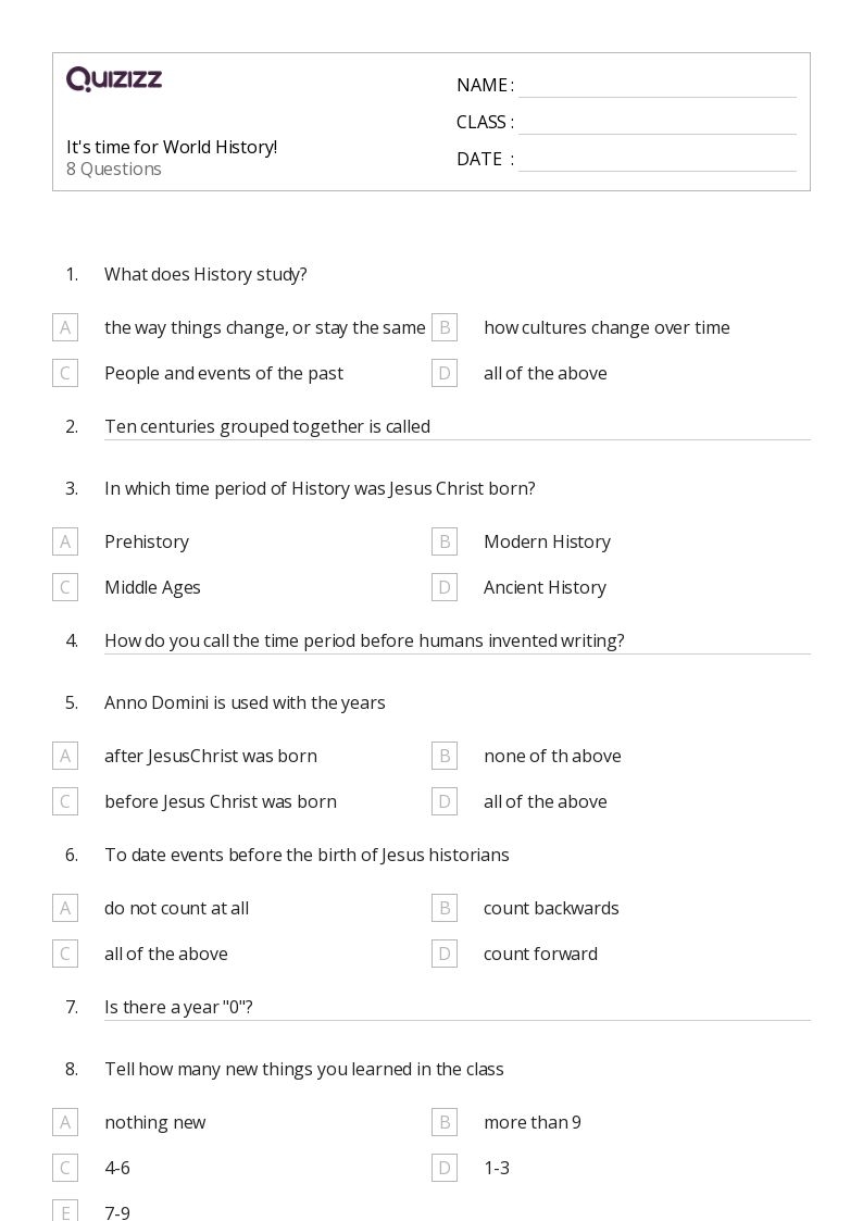 50 World History Worksheets On Quizizz Free amp Printable
