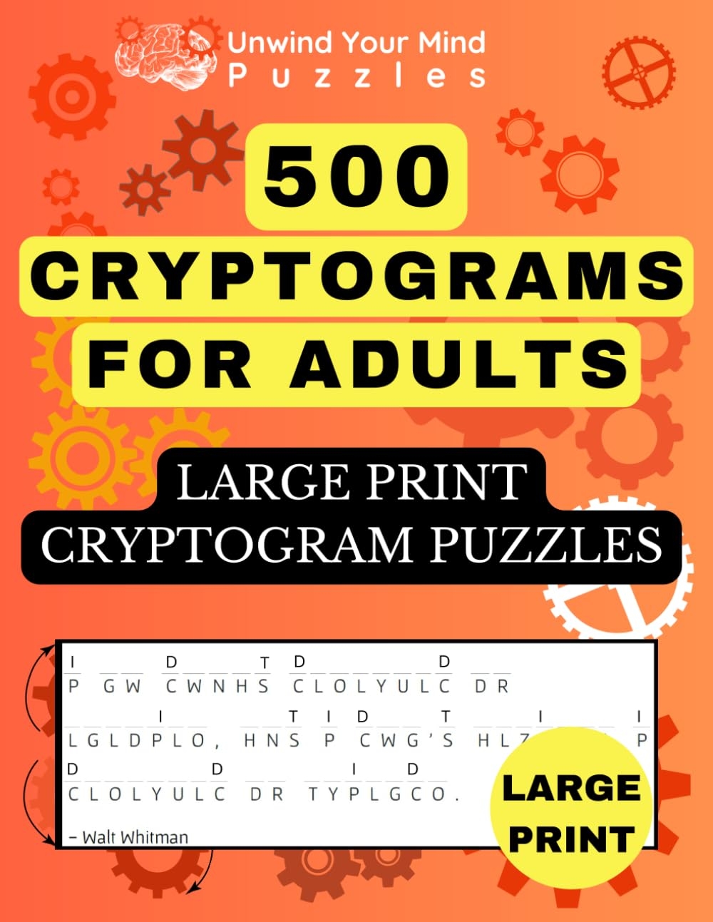 500 Cryptograms For Adults Large Print Cryptogram Puzzles 