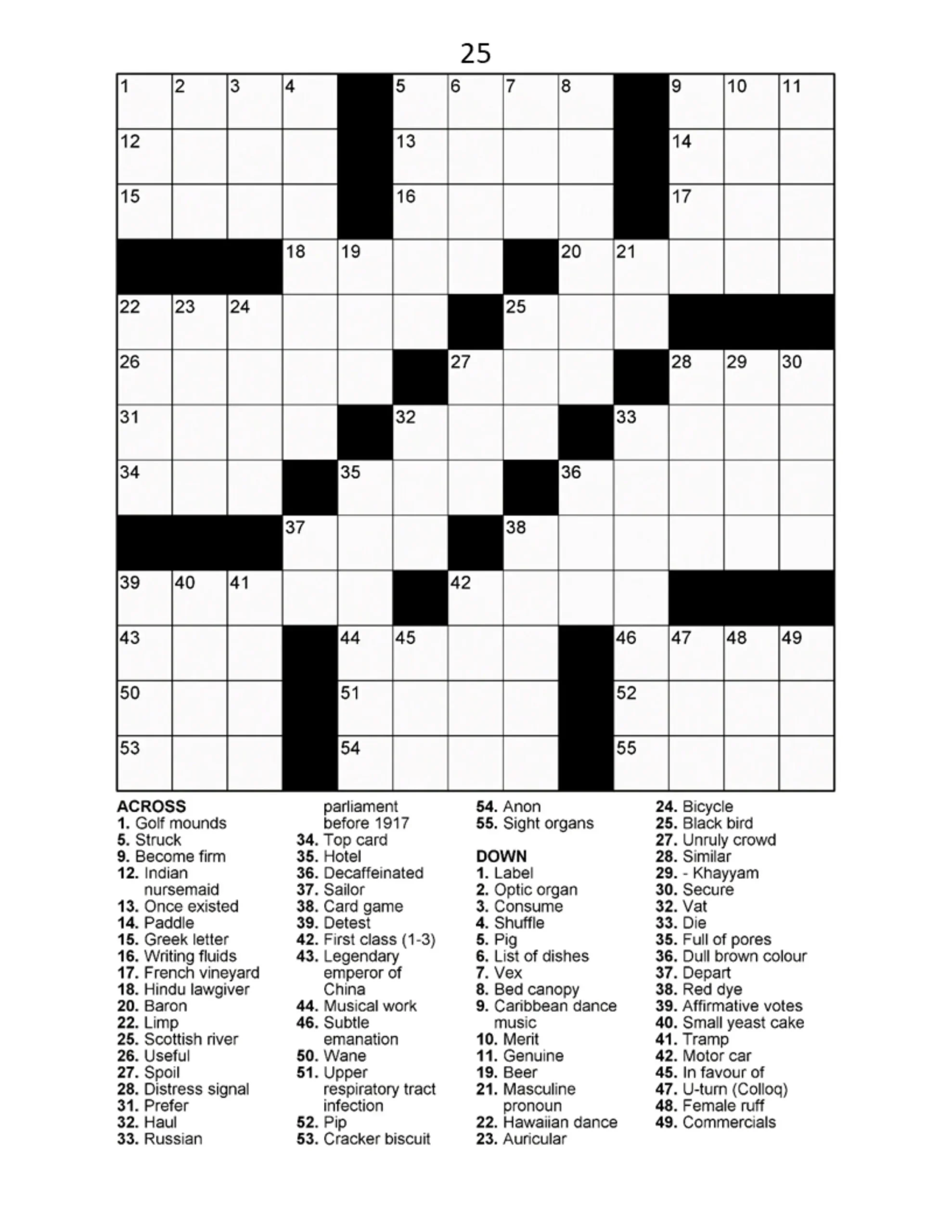 Large Crossword Puzzles Printable
