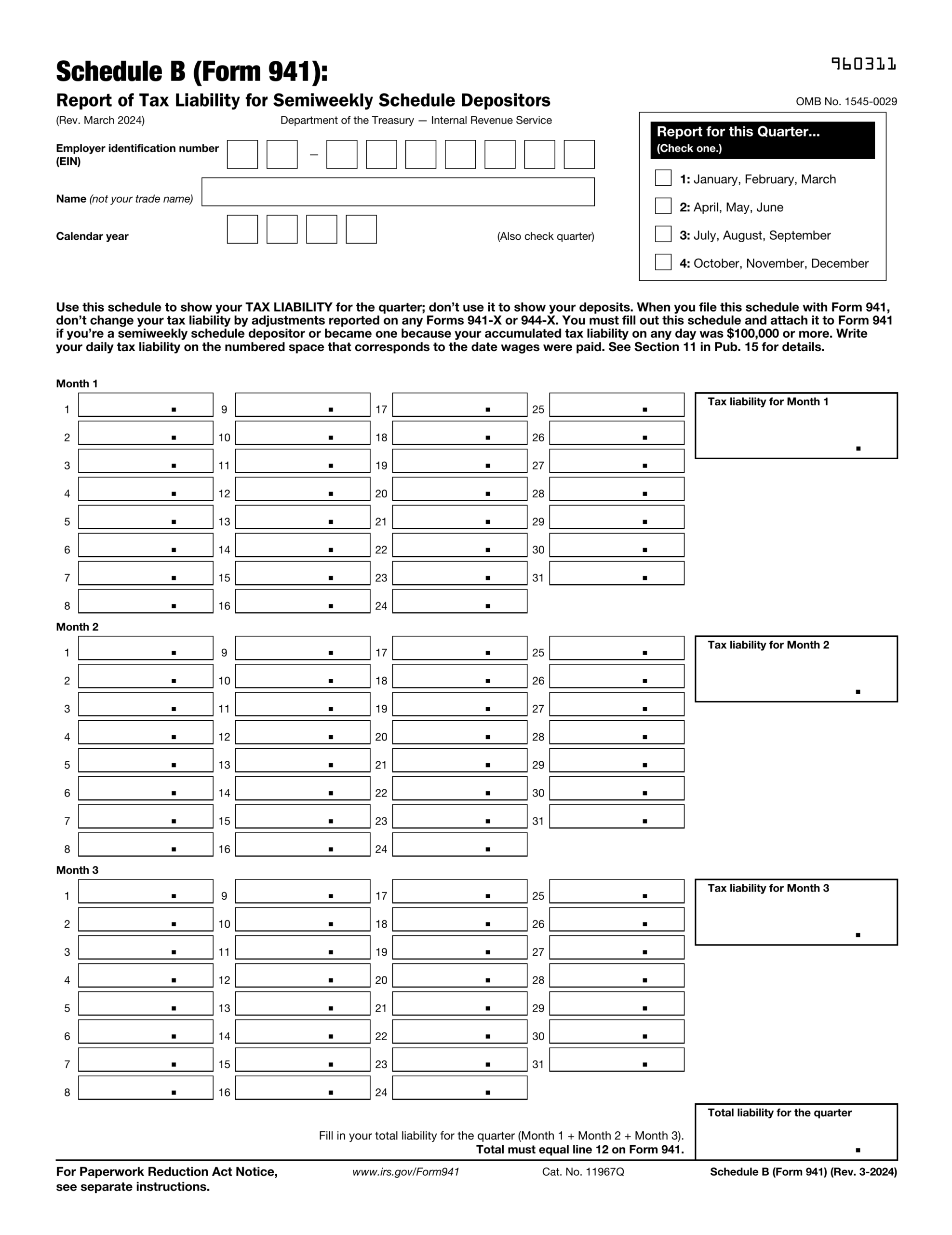 941 Schedule B 2024 2025 Fill And Download PDF Guru