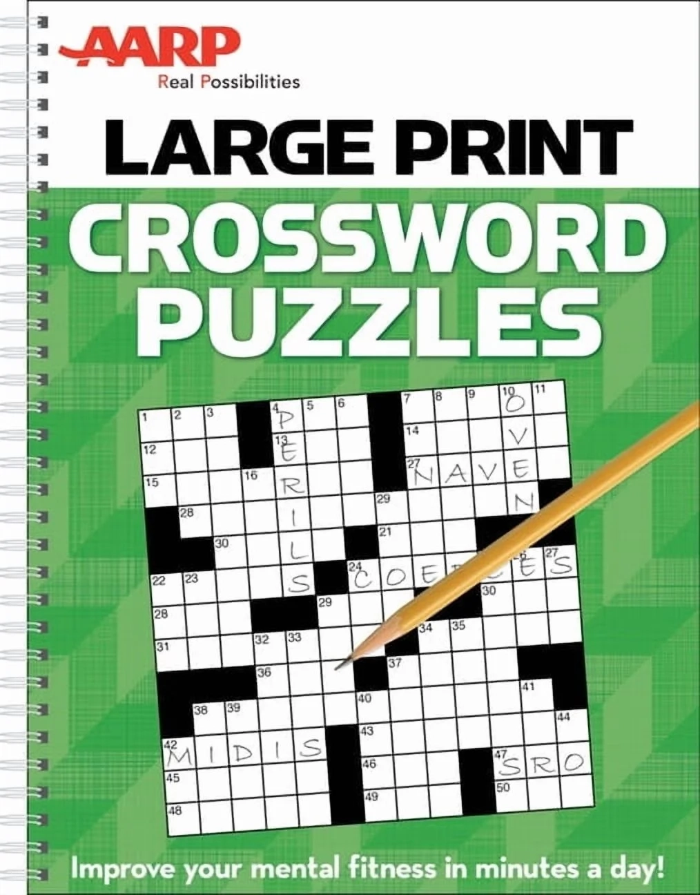 AARP Adults Large Print Crossword Puzzles Spiral Bound 96 Pages 