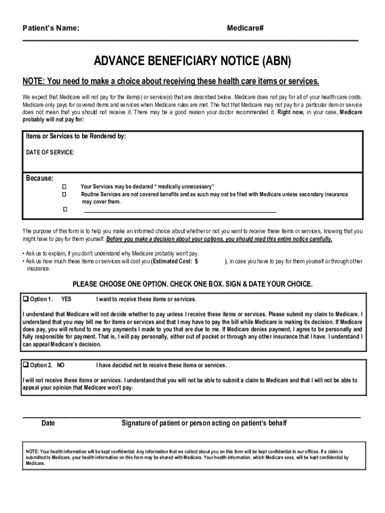 Abn Form Cms R 131 Pdf 2023