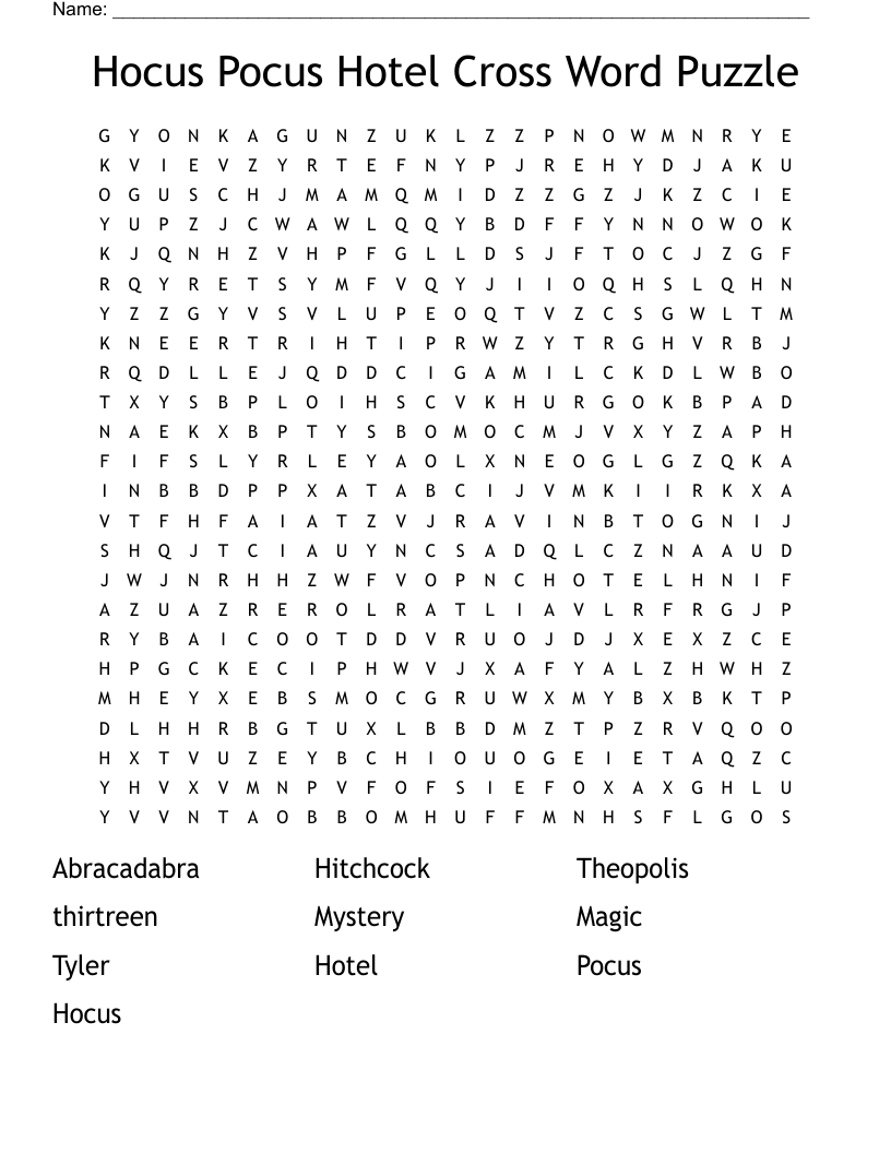 Hocus Pocus Crossword Puzzles Printable