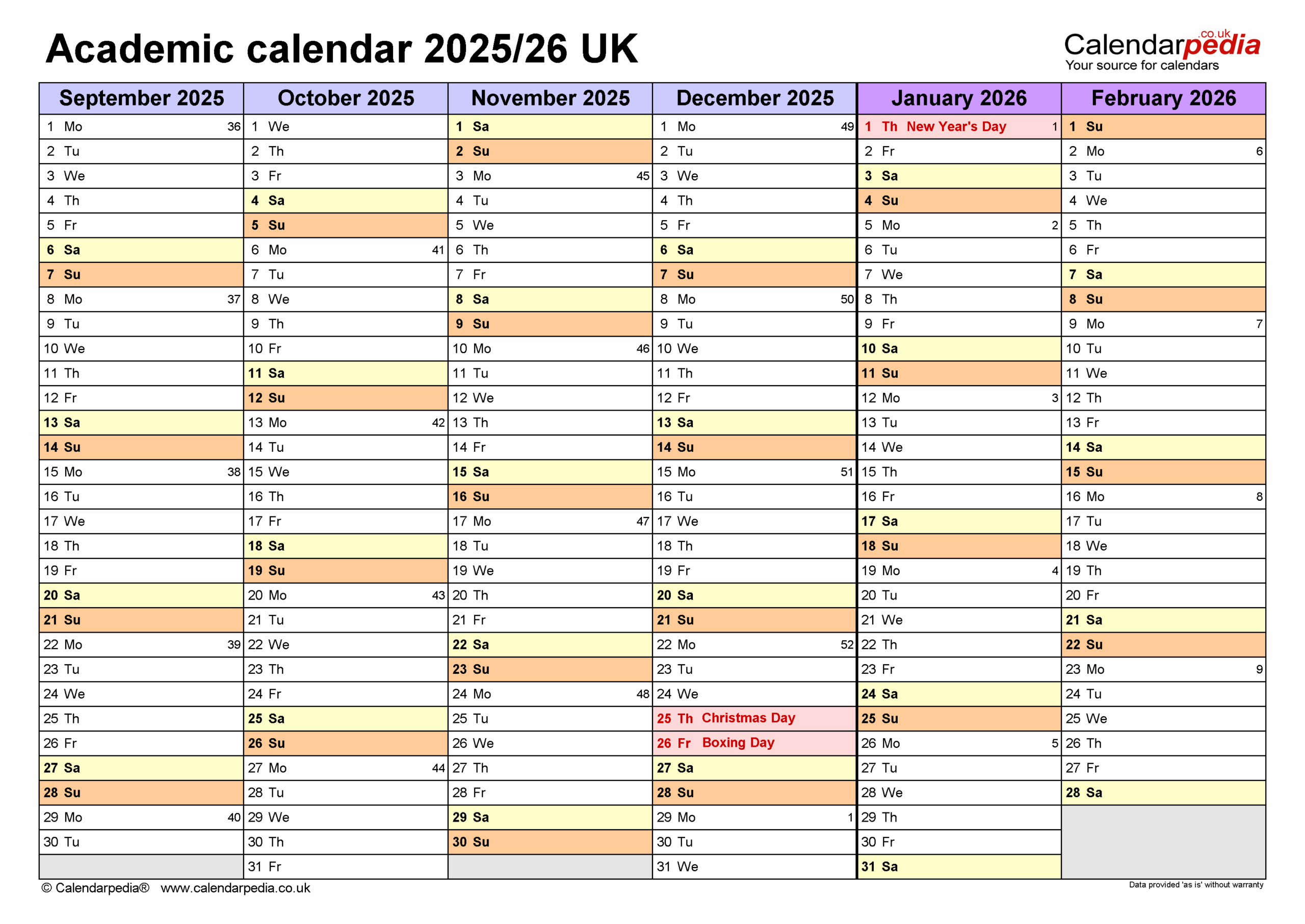 Printable Blank Academic Calendar 2025-26