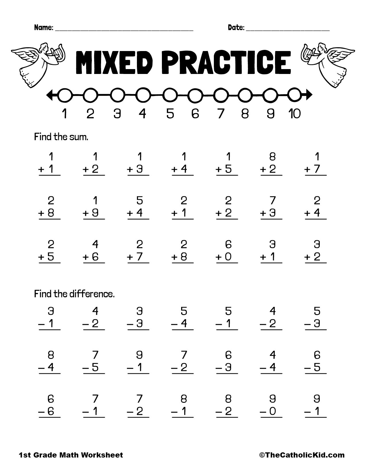 Addition amp amp Subtraction Practice 1st Grade Math Worksheet 