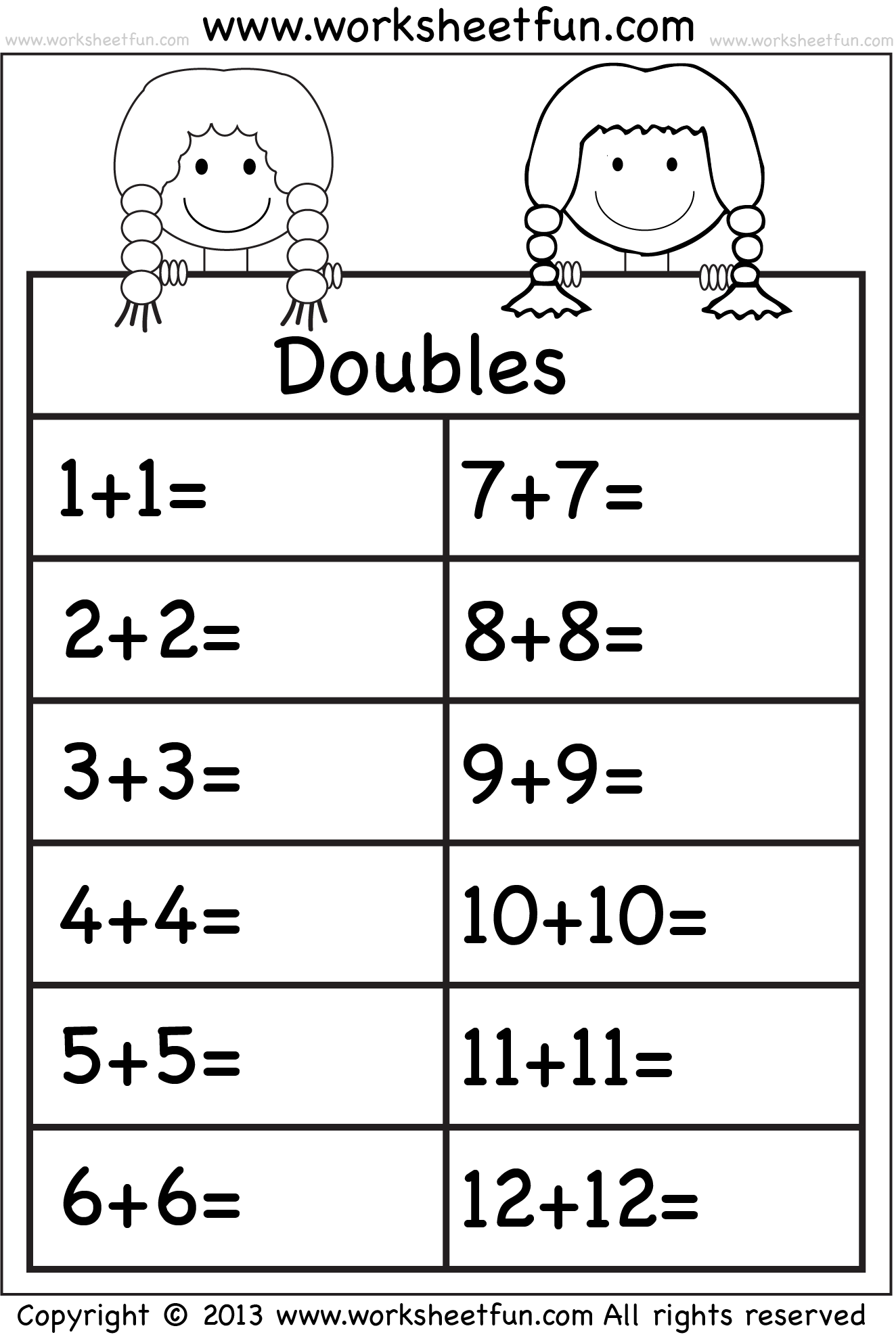 Addition Doubles 1 Worksheet FREE Printable Worksheets 