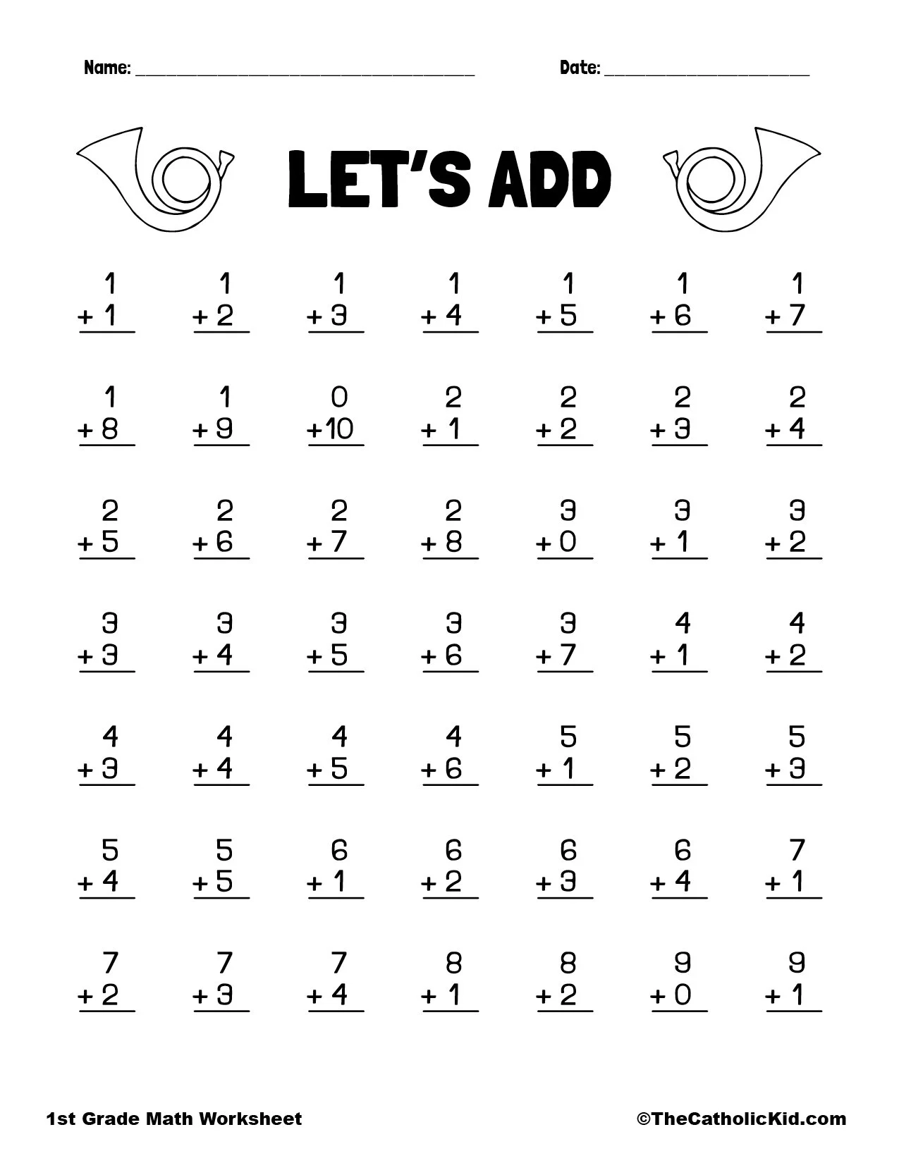 Printable Math Worksheets 1st Grade Free