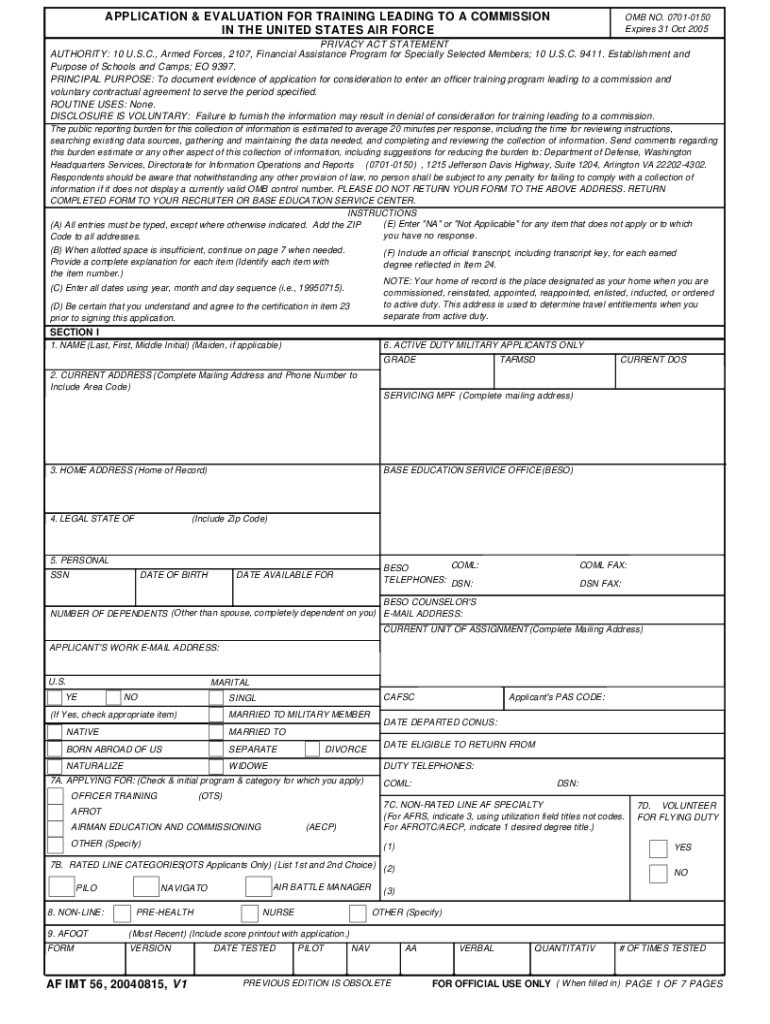 AF IMT 56 Form Fill Online Printable Fillable Blank PdfFiller