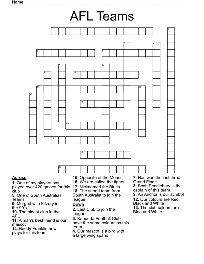 Free Australian Printable Crosswords