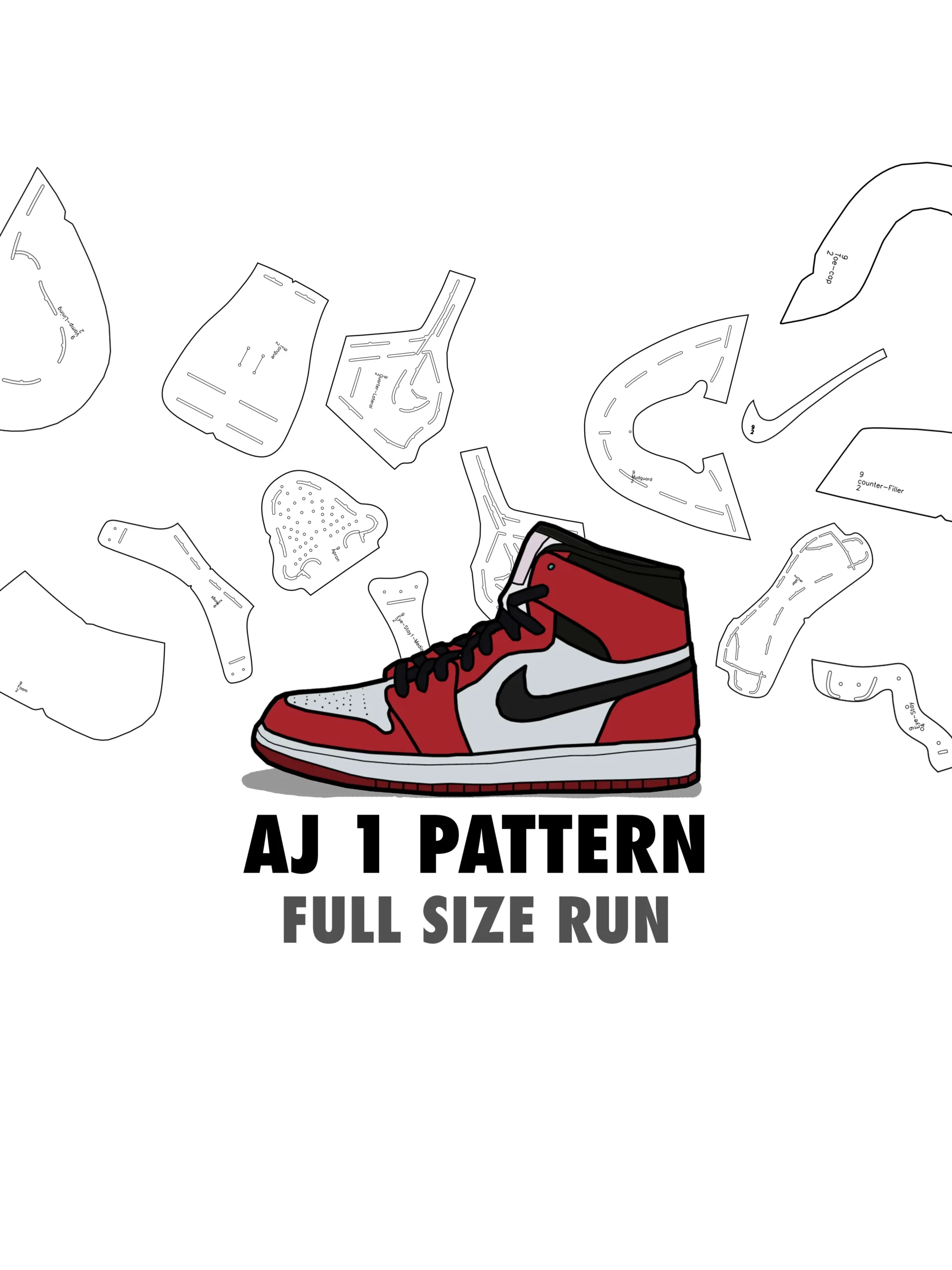 AIR JORDAN 1 Digital Pattern PDF DXF SVG Files 3 5 US