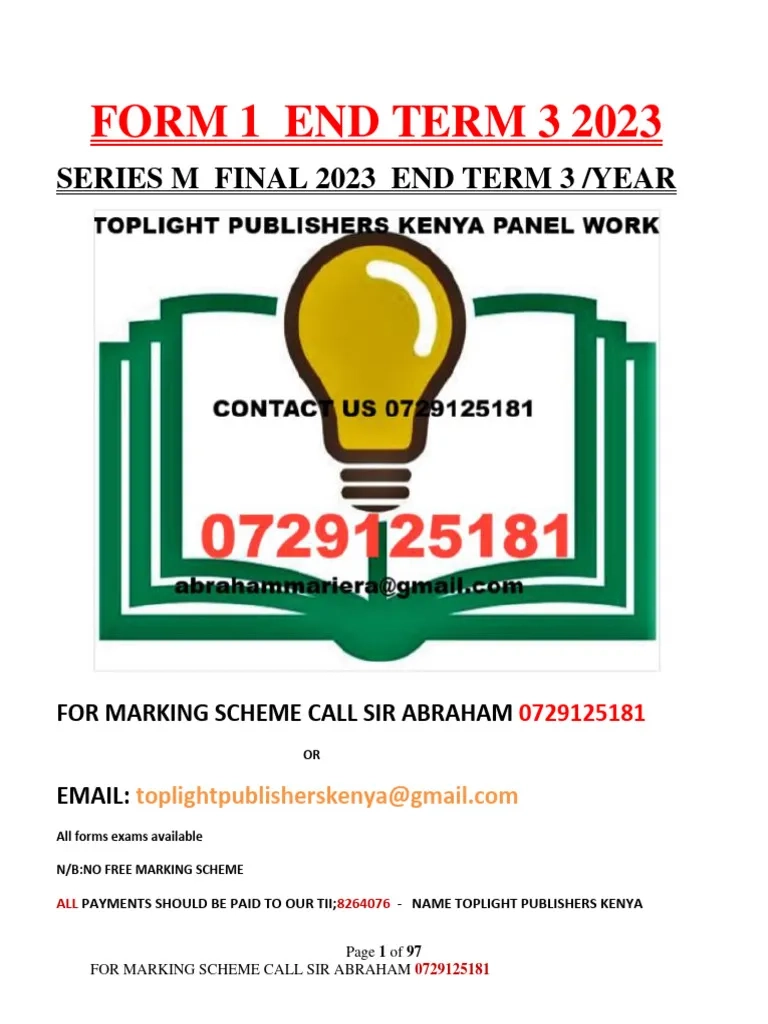 All Subjects FORM 1 END TERM 3 2023 PDF Acid Sulfuric Acid