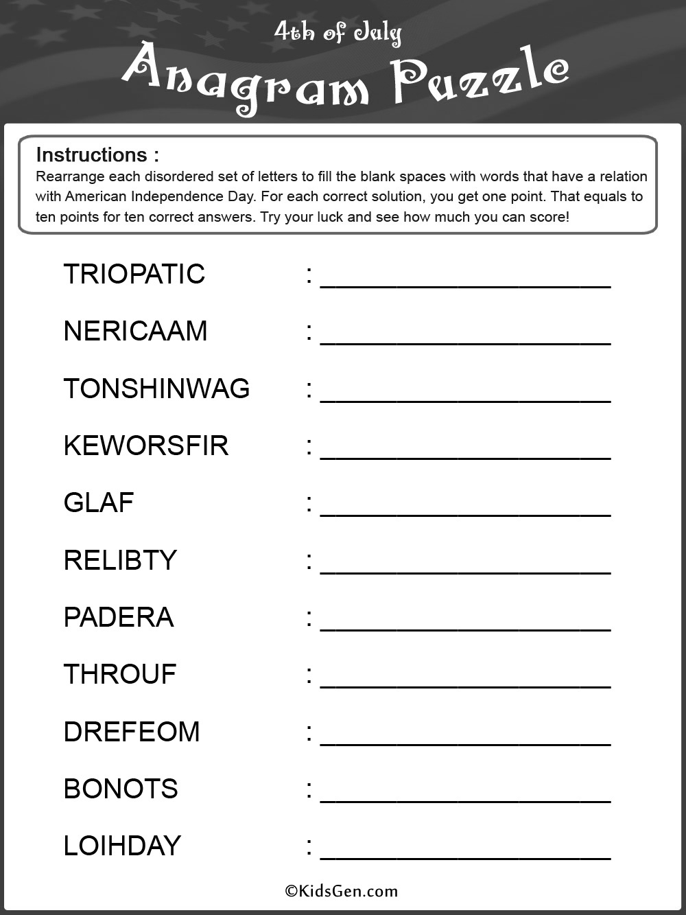 Printable Anagram Puzzles For Adults