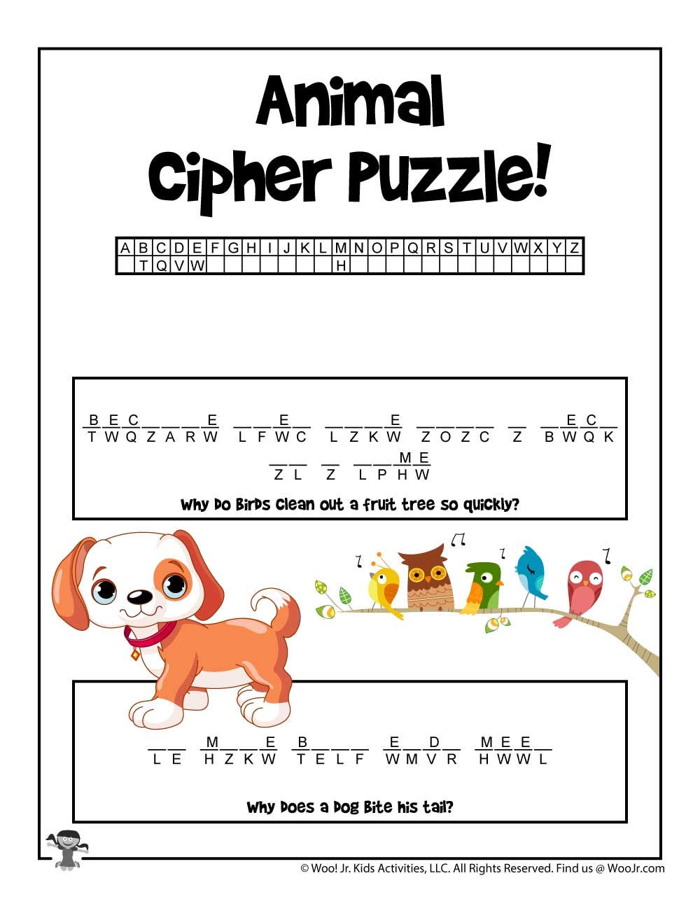 Animal Cryptogram Word Puzzles Woo Jr Kids Activities 
