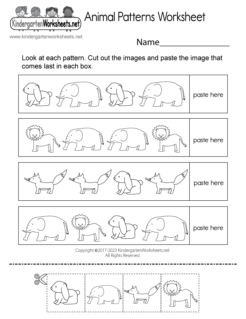 Free Printable Pattern Worksheet Kindergarten