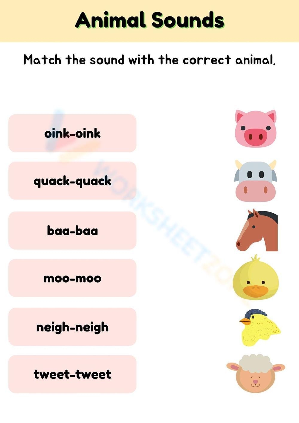 Printable Animal Sounds Worksheets For Kindergarten