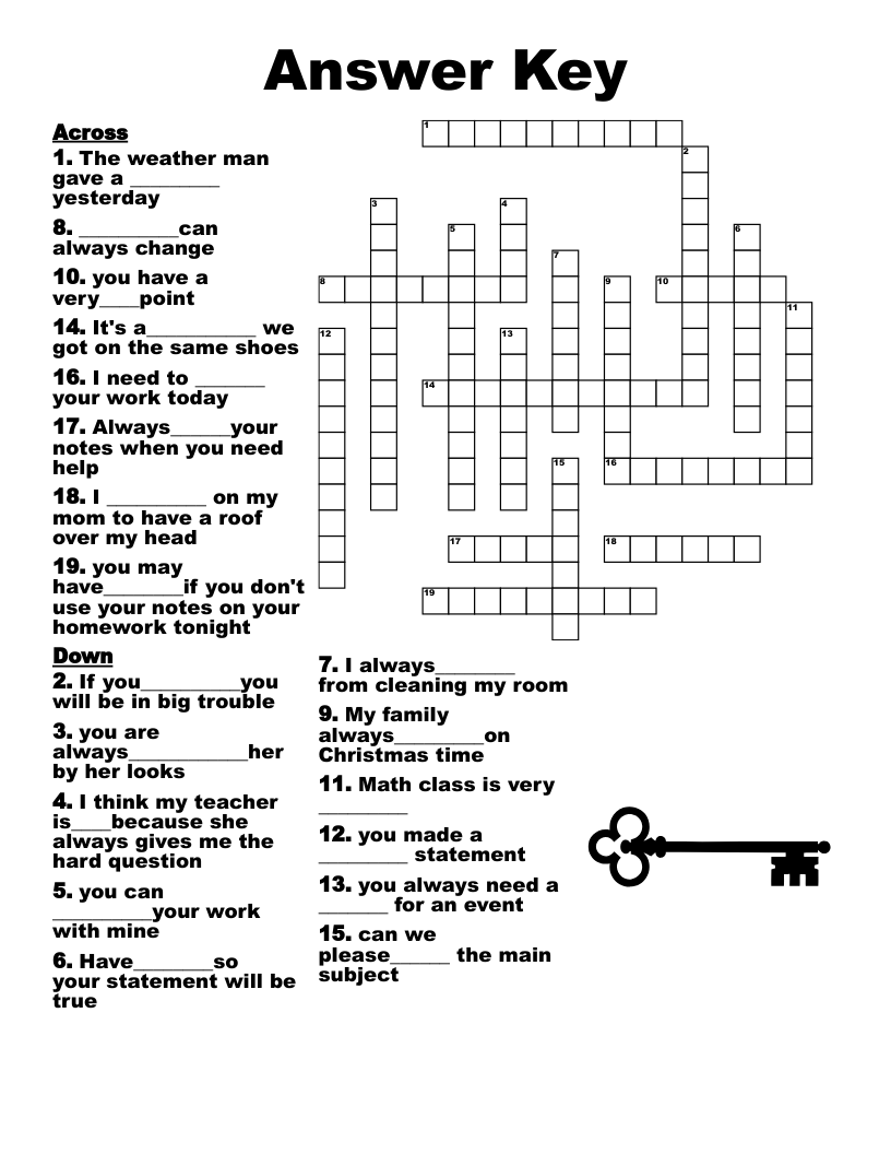 Free Printable Crossword Puzzles & Solutions