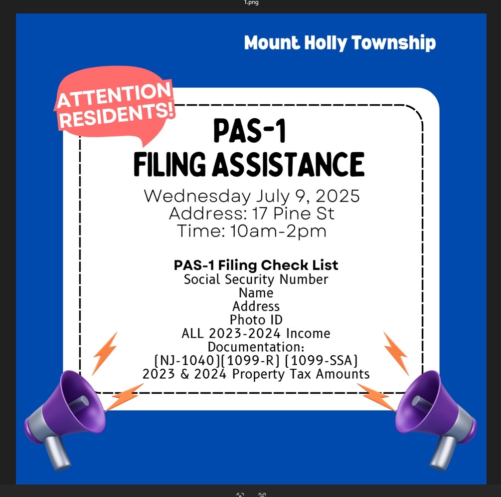 Assistance With Property Tax Relief Form PAS 1 Township Of 