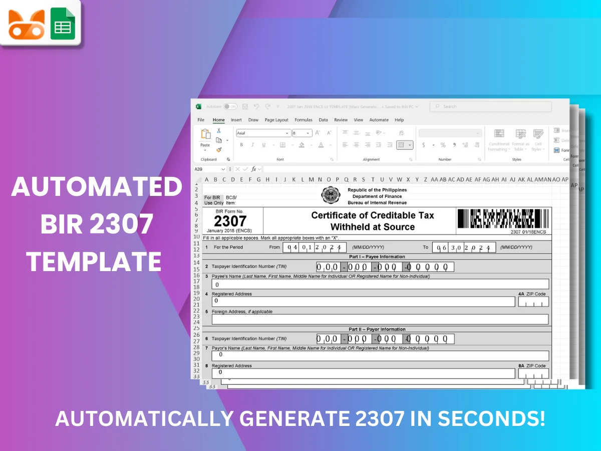 Bir Form 2307 Download Editable Excel