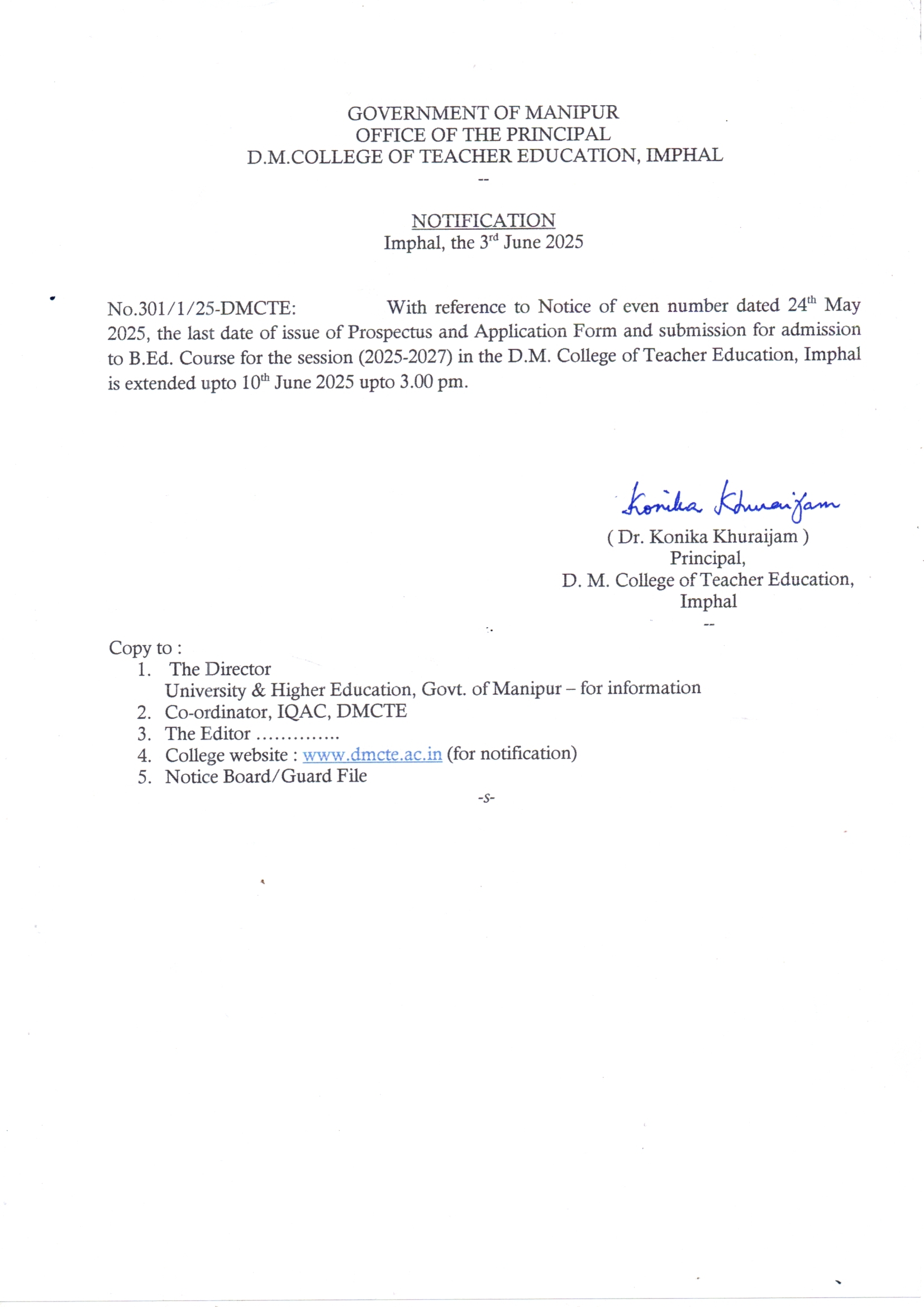 B ED ADMISSION NOTICE FOR THE SESSION 2025 27 SESSION LAST DATE 