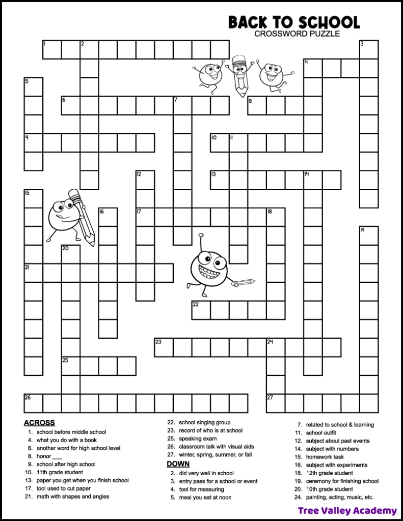 Intermediate Level Printable Crossword Puzzles