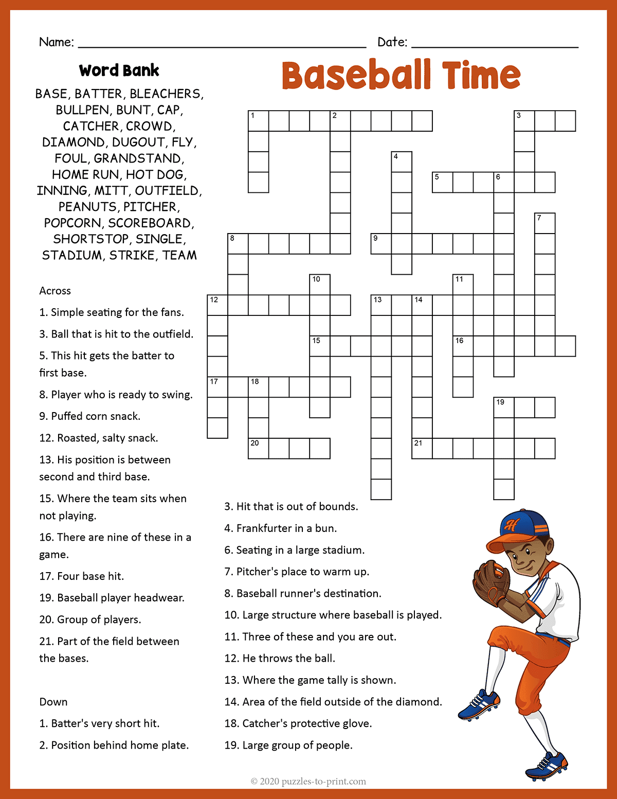 Mlb Crossword Puzzles Printable