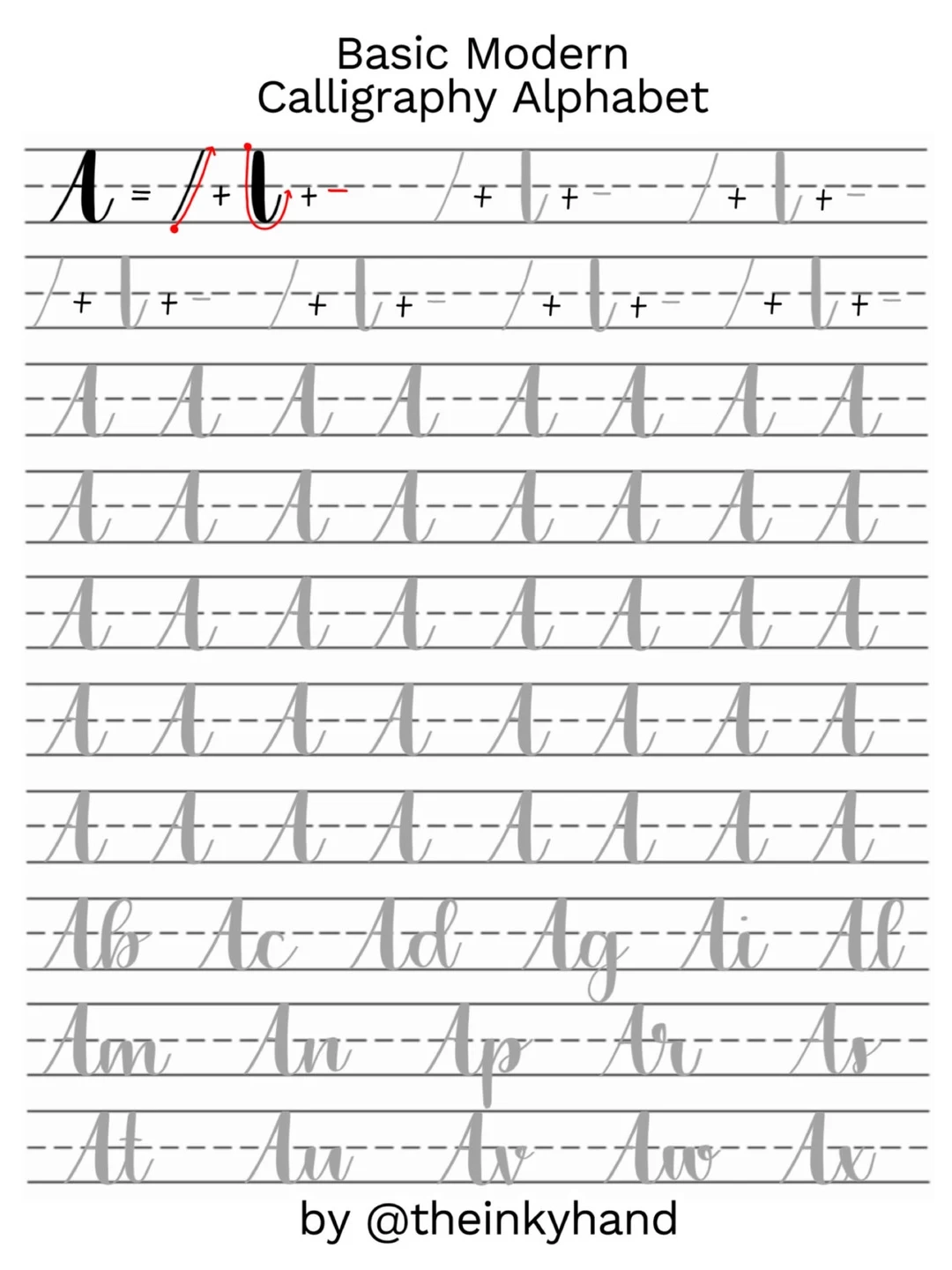 Basic Modern Calligraphy Practice Sheets By theinkyhand 