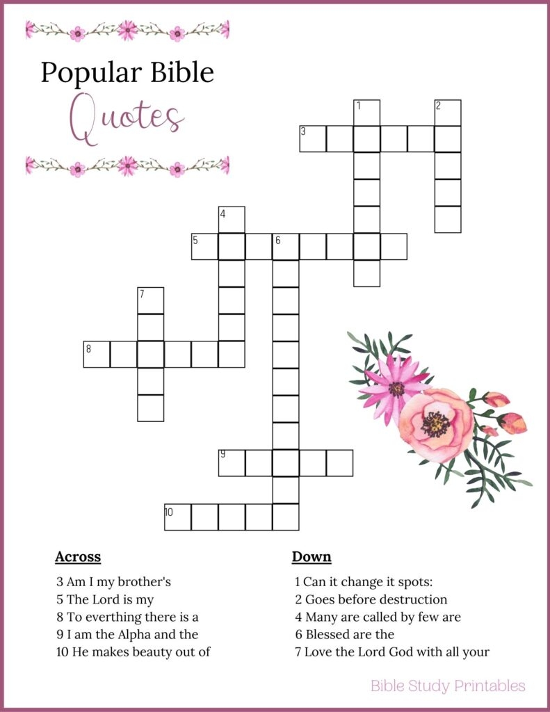 Free Printable Bible Crossword Puzzles Sheets