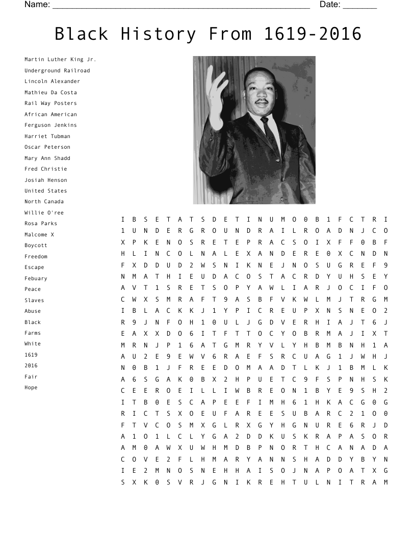 Black History Month Puzzles Free Printable