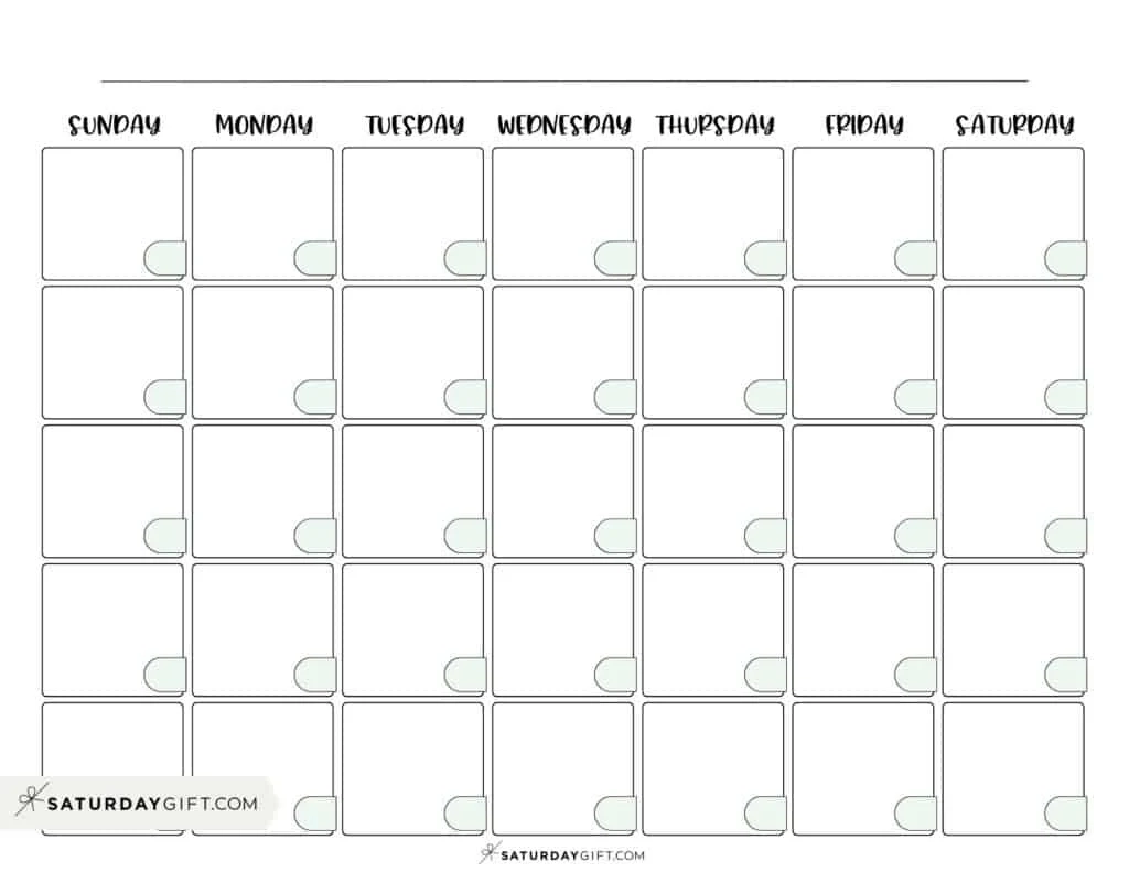 Printable 1 Month Blank Calendar