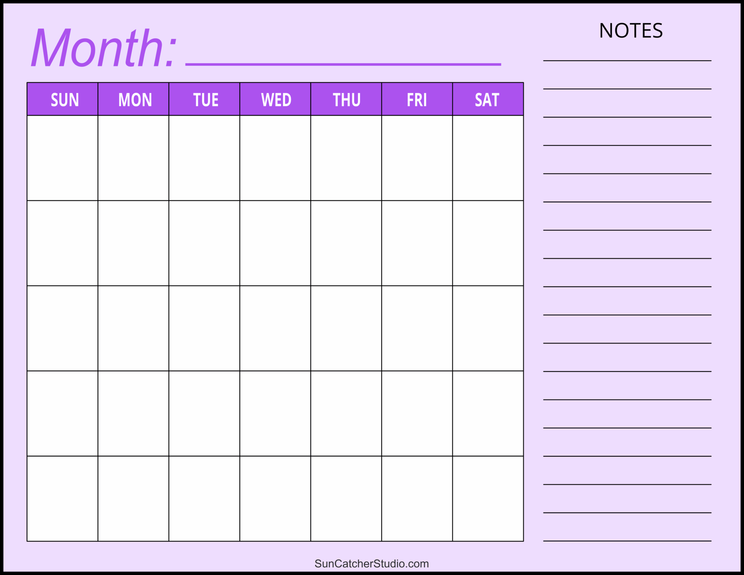 Printable Blank Month Calendar Template