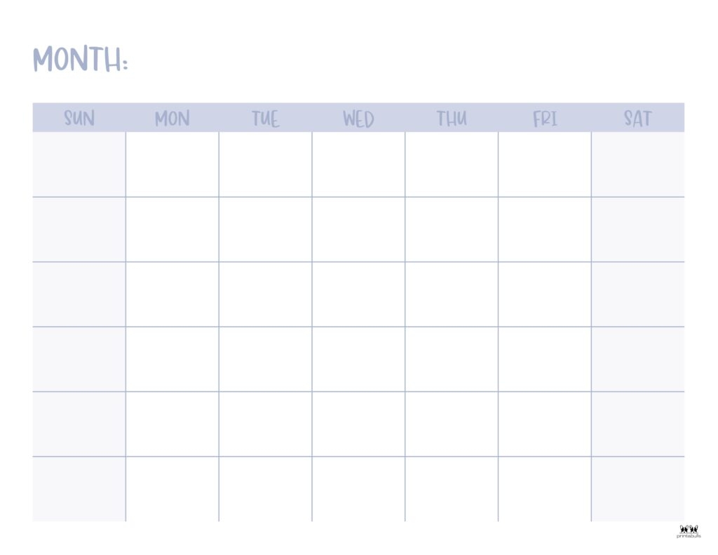 Free Printable Blank Calendar Months